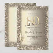 Invitation Cadre de luxe en verre de champagne or Confetti 80 (Devant / Derrière)