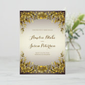 Invitation Cadre de luxe Regal Gold sur Mariage blanc cassé (Debout devant)