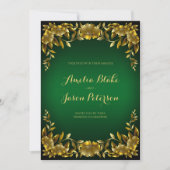 Invitation Cadre de luxe Regal Gold sur Mariage vert (Devant)