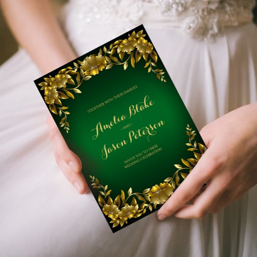 Invitation Cadre de luxe Regal Gold sur Mariage vert