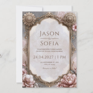 Invitation Cadre de mariage à arche de mandala rose