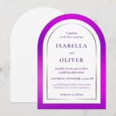 Invitation Cadre de mariage à dégradé argent violet (Devant / Derrière)