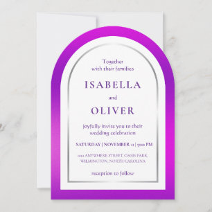 Invitation Cadre de mariage à dégradé argent violet