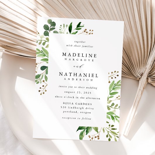 Invitation Cadre de mariage à la verdure à l'aquarelle