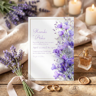Invitation Cadre de mariage à ligne dorée avec fleur sauvage