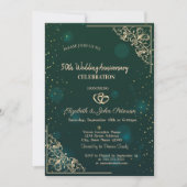 Invitation Cadre de mariage anniversaire Elegant Hearts Vert (Devant)