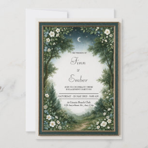 Invitation Cadre de mariage Bois émeraude au clair de lune cr