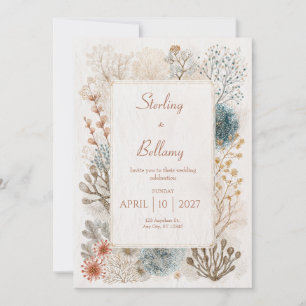 Invitation Cadre de mariage botanique or en terre cuite sarce