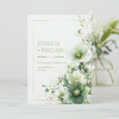 Invitation Cadre de mariage botanique Rose d'hiver Vert sauge (Debout devant)