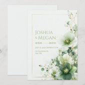 Invitation Cadre de mariage botanique Rose d'hiver Vert sauge (Devant / Derrière)