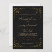 Invitation Cadre de mariage botanique vintage noir or élégant (Devant)