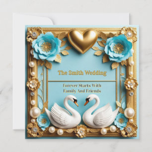 Invitation Cadre de mariage cygne pour décoration de mariage