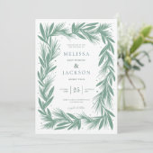 Invitation Cadre de Mariage de couronne d'hiver moderne vert (Debout devant)