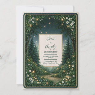 Invitation Cadre de mariage de fleurs sauvages de bois de luc