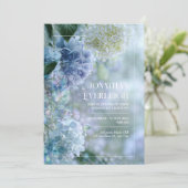 Invitation Cadre de mariage de jardin d'hortensia blanc bleu (Debout devant)