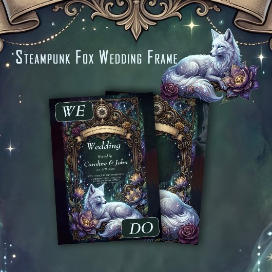 Invitation Cadre de mariage de renard Steampunk.