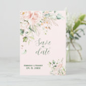 Invitation Cadre de mariage de roses roses pastel (Debout devant)