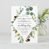 Invitation Cadre de mariage de verdure à l'aquarelle (Debout devant)