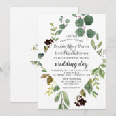 Invitation Cadre de mariage de verdure à l'aquarelle (Devant / Derrière)