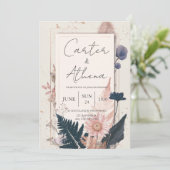 Invitation Cadre de mariage doré aux fleurs séchées Boho (Debout devant)