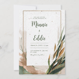 Invitation Cadre de mariage doré en terre cuite abstrait bohè