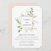 Invitation Cadre de mariage élégant à fleurs sauvages (Devant / Derrière)