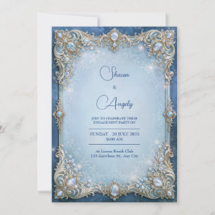 Invitation Cadre de mariage en filigrane de cristal bleu givr
