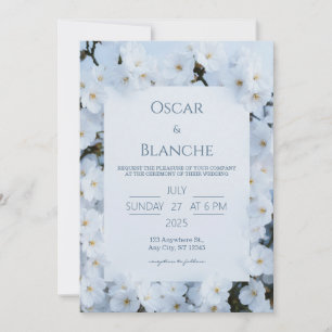 Invitation Cadre de mariage Fleur de cerisier blanche