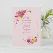 Invitation Cadre de mariage fleuri de couleur rose avec bordu (Debout devant)