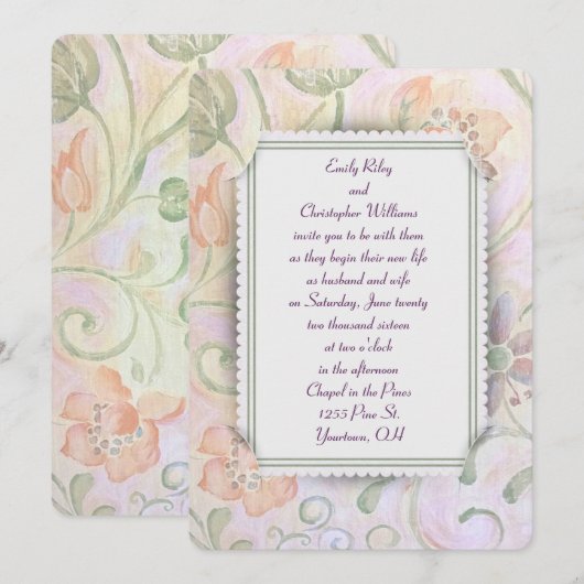 Invitation Cadre de mariage floral (Devant / Derrière)