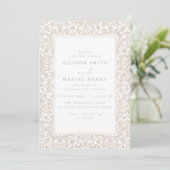 Invitation Cadre de mariage floral élégant vintage (Debout devant)