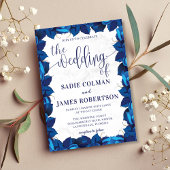 Invitation Cadre de mariage floral en marbre bleu marine et b