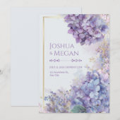 Invitation Cadre de mariage Hydrangea Pervenche Doré Doré à l (Devant / Derrière)