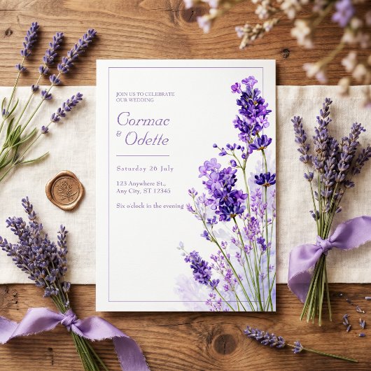 Invitation Cadre de mariage lavande aquarelle violet clair