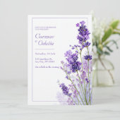 Invitation Cadre de mariage lavande aquarelle violet clair (Debout devant)