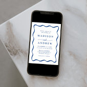 Invitation Cadre de mariage moderne ondulé bleu