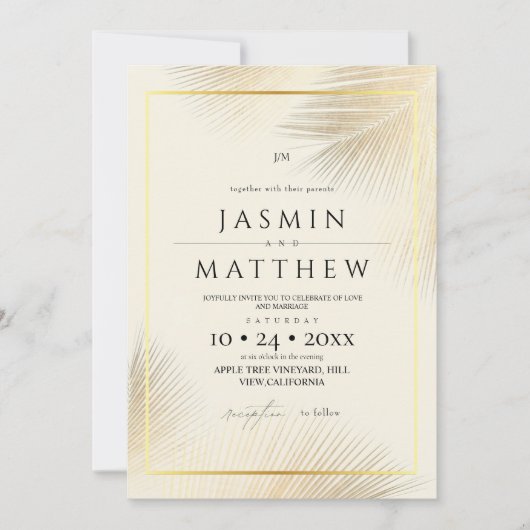 Invitation Cadre de mariage moderne plage côtière (Devant)