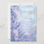 Invitation Cadre de mariage romantique bleu clair lavande dor (Devant)
