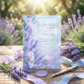 Invitation Cadre de mariage romantique bleu clair lavande dor