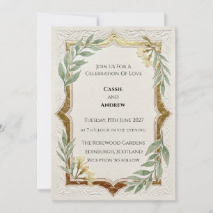 Invitation Cadre de mariage Rustique Vert Or