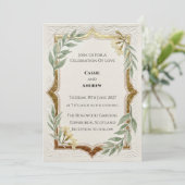 Invitation Cadre de mariage Rustique Vert Or (Debout devant)