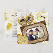 Invitation Cadre de médaillon en forme de cœur doré pour 50e (Devant / Derrière)