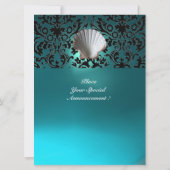 Invitation CADRE DE MER DAMASK GEM BEACH MARIAGE bleu aquamar (Dos)