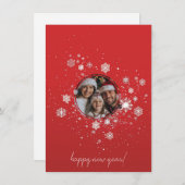 Invitation Cadre de Noël rouge avec des faches de neige (Devant / Derrière)