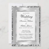 Invitation Cadre de paillettes blanc de luxe en argent élégan (Devant)