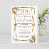 Invitation Cadre de parties scintillant avec Fleurs invitatio (Debout devant)