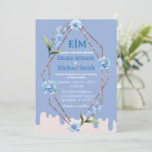 Invitation Cadre de parties scintillant avec Fleurs invitatio (Debout devant)