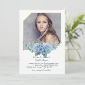 Invitation Cadre de photo d'invitation à l'hydrangea bleu (Debout devant)