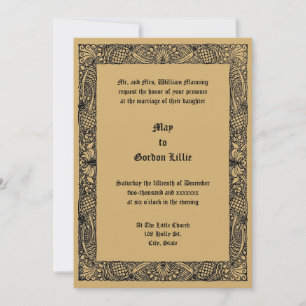 Invitation Cadre de plumes de paon Art Nouveau vintage pour m