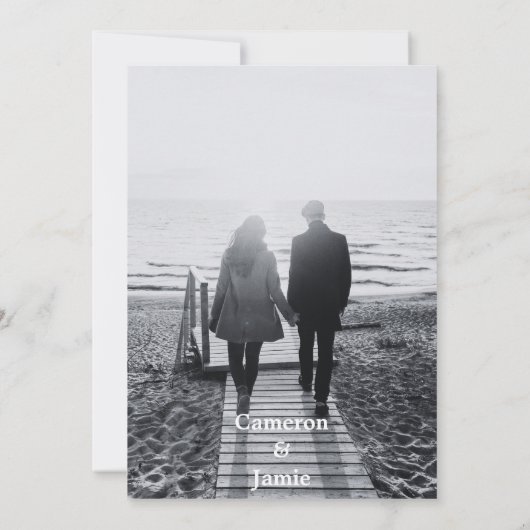 Invitation Cadre de points Feuille noir et blanc Enregistrer  (Dos)